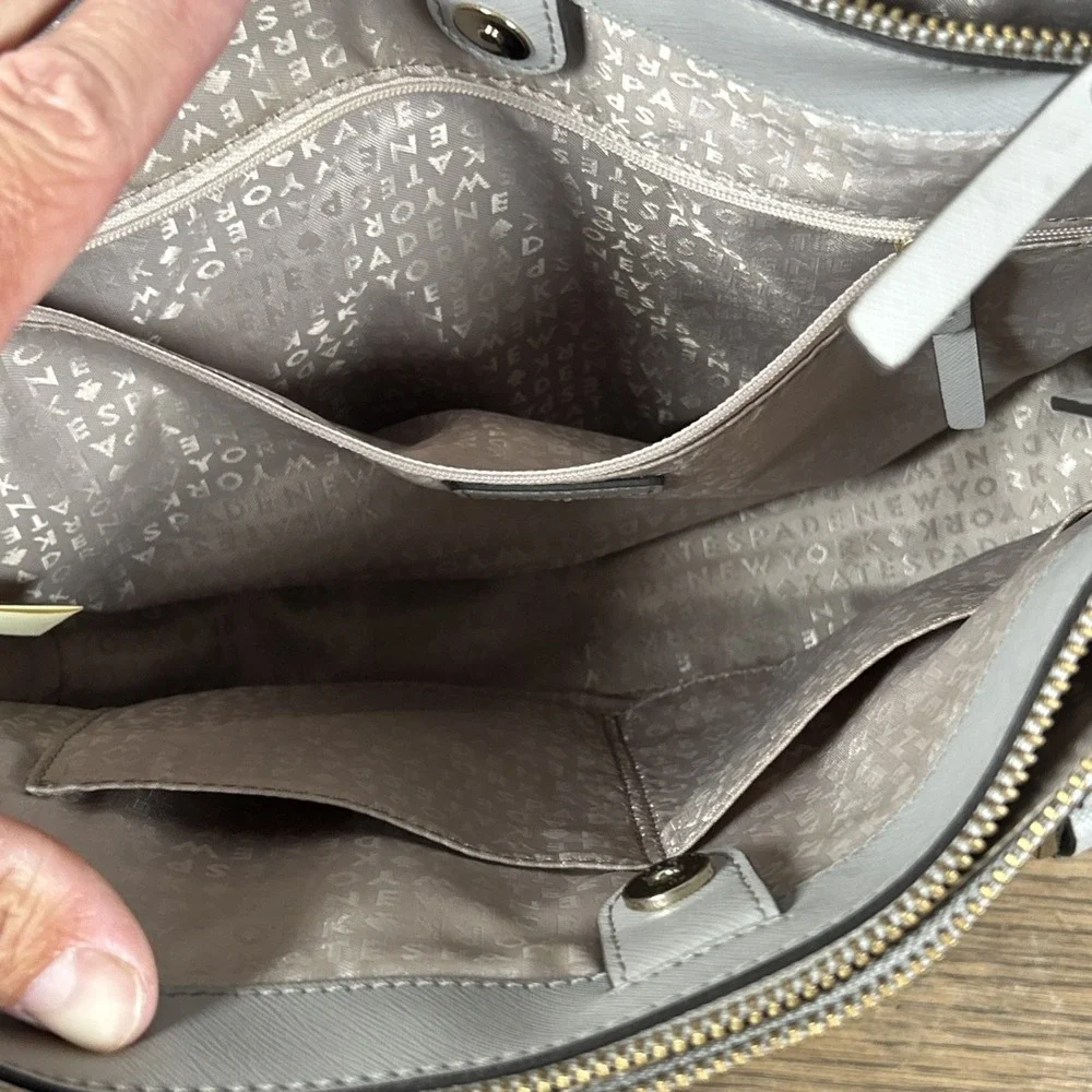 KATE SPADE Newbury Lane Satchel Handbag‎ Saffiano Leather Light Grey